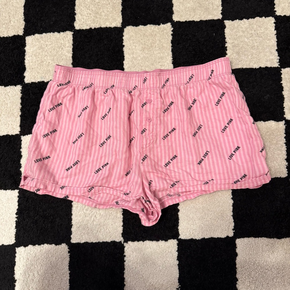 PINK Victoria's Secret Pink Striped Cotton Sleep Shorts Boxers
